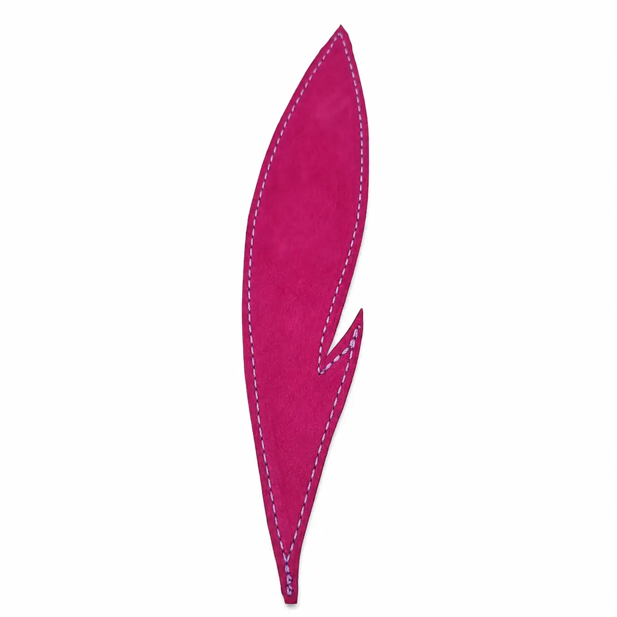 Plume marque page en cuir vue du dessus (couleur : rose fuschia)