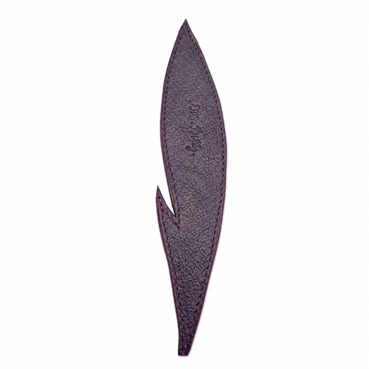 Plume marque page en cuir vue du dessus (couleur : violet)